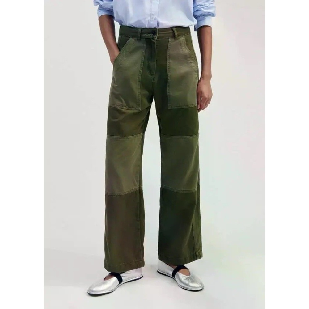 ME+EM Relaxed Two Tone Combat Trousers Size 10 Green Pants Khaki